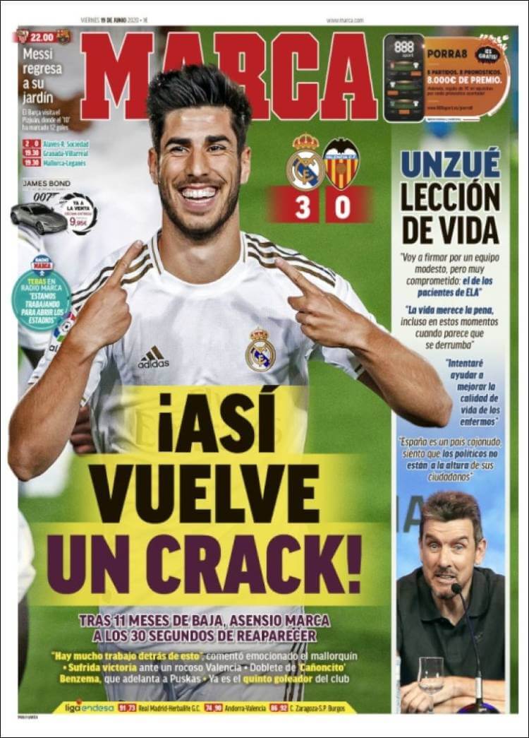 Portadas Diarios Deportivos Viernes 19/06/2020 Portadas Diarios Deportivos Viernes 19/06/2020