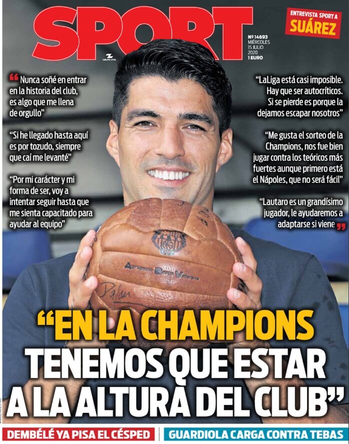 Portadas Diarios Deportivos Miércoles 15/07/2020 Portadas Diarios Deportivos Miércoles 15/07/2020