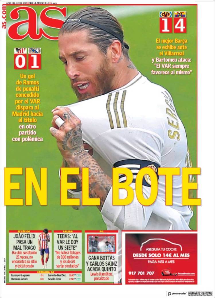 Portadas Diarios Deportivos Lunes 6/07/2020