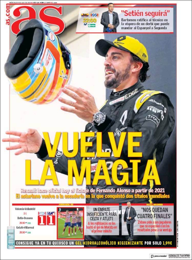Portadas Diarios Deportivos Miércoles 8/07/2020