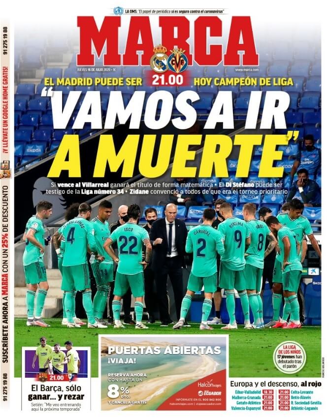 Portadas Diarios Deportivos Jueves 16/07/2020 Portadas Diarios Deportivos Jueves 16/07/2020