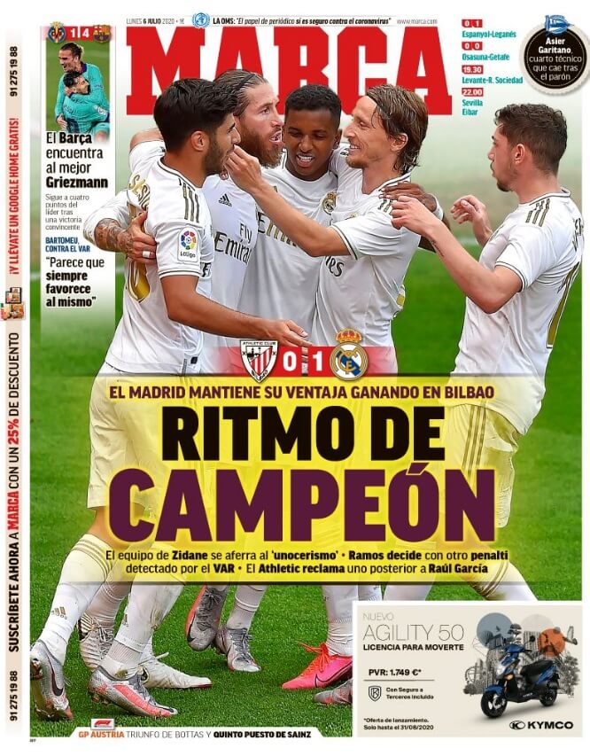 Portadas Diarios Deportivos Lunes 6/07/2020