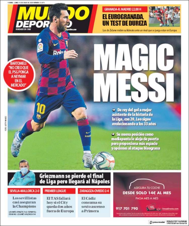 Portadas Diarios Deportivos Lunes 13/07/2020 Portadas Diarios Deportivos Lunes 13/07/2020