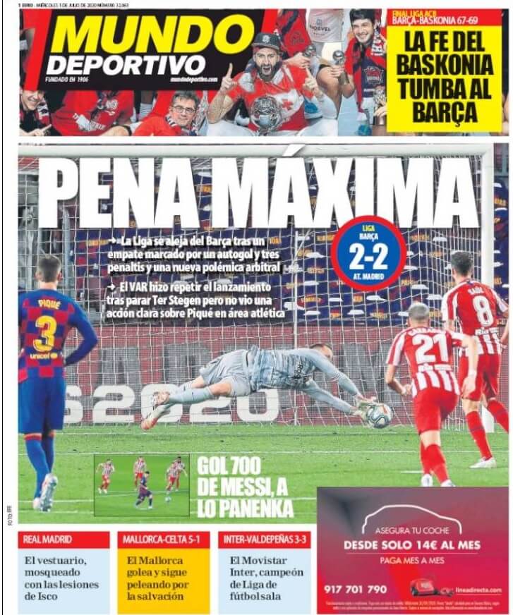 Portadas Diarios Deportivos Miércoles 1/07/2020