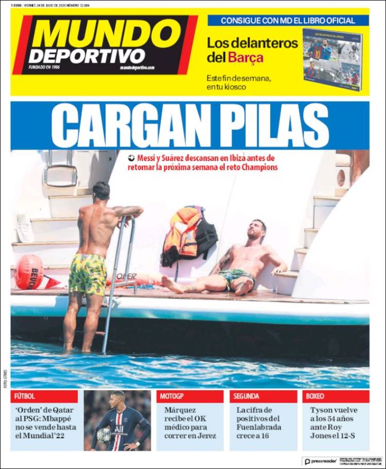 Portadas Diarios Deportivos Viernes 24/07/2020