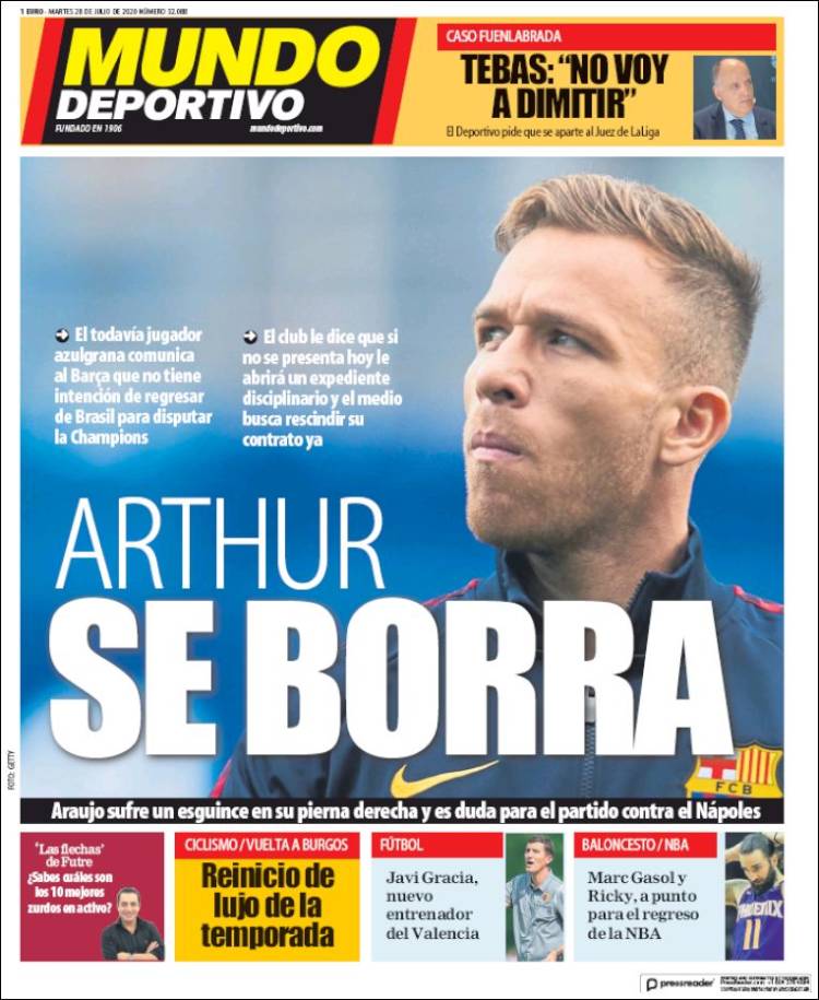 Portadas Diarios Deportivos Martes 28/07/2020 Portadas Diarios Deportivos Martes 28/07/2020