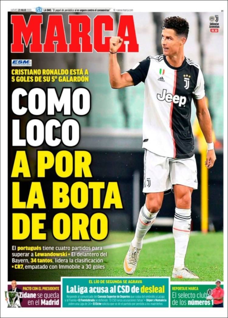 Portadas Diarios Deportivos Jueves 23/07/2020 Portadas Diarios Deportivos Jueves 23/07/2020