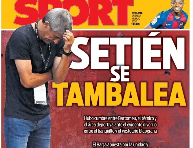 Portadas Diarios Deportivos Sábado 18/07/2020 Portadas Diarios Deportivos Sábado 18/07/2020