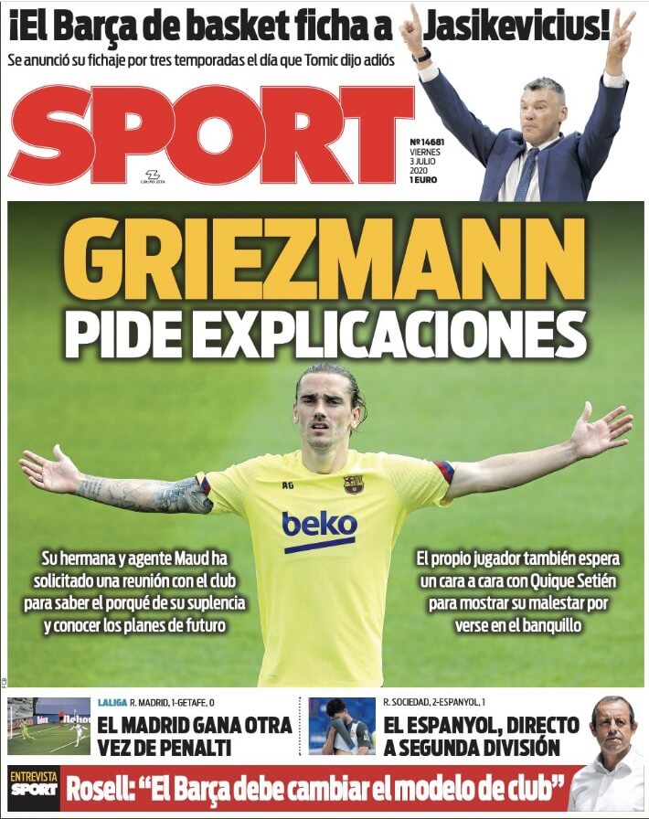 Portadas Diarios Deportivos Viernes 3/07/2020