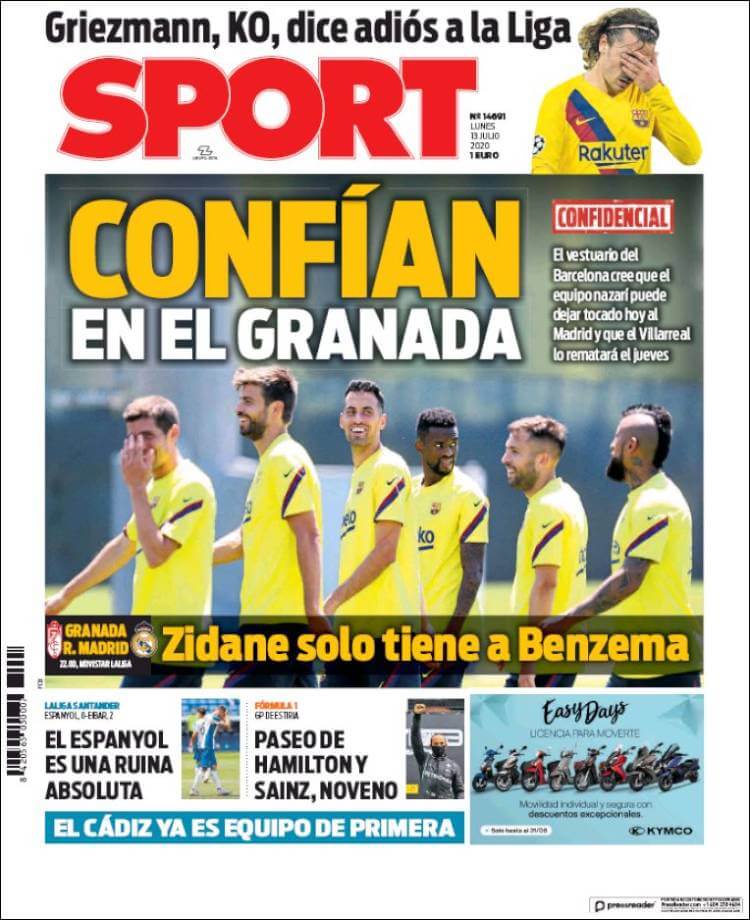 Portadas Diarios Deportivos Lunes 13/07/2020 Portadas Diarios Deportivos Lunes 13/07/2020
