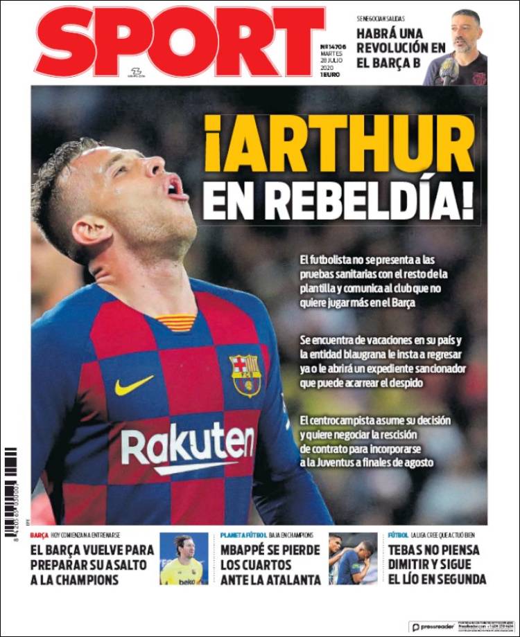 Portadas Diarios Deportivos Martes 28/07/2020 Portadas Diarios Deportivos Martes 28/07/2020