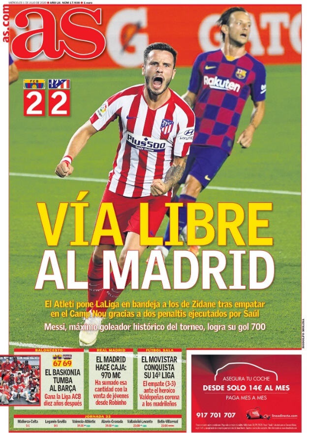 Portadas Diarios Deportivos Miércoles 1/07/2020