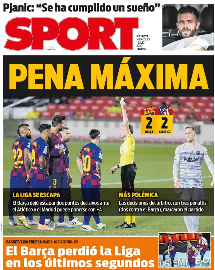 Portadas Diarios Deportivos Miércoles 1/07/2020 Portadas Diarios Deportivos Miércoles 1/07/2020