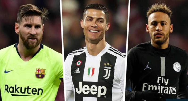 Messi Cristiano y Neymar