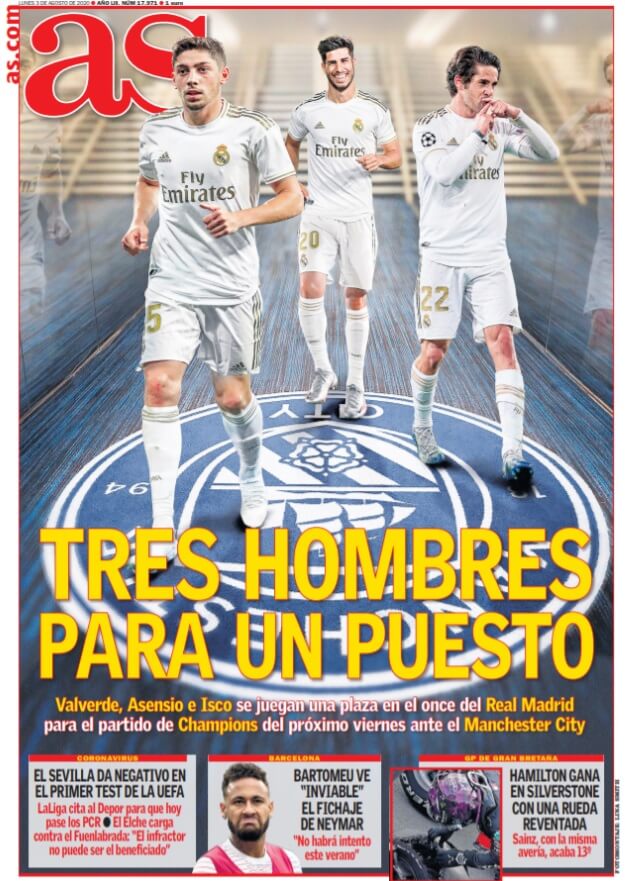 Portadas Diarios Deportivos Lunes 3/08/2020