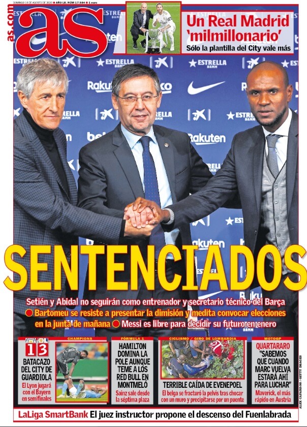 Portadas Diarios Deportivos Domingo 16/08/2020