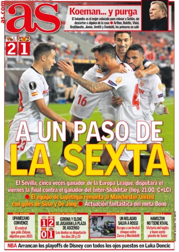 Portadas Diarios Deportivos Lunes 17/08/2020