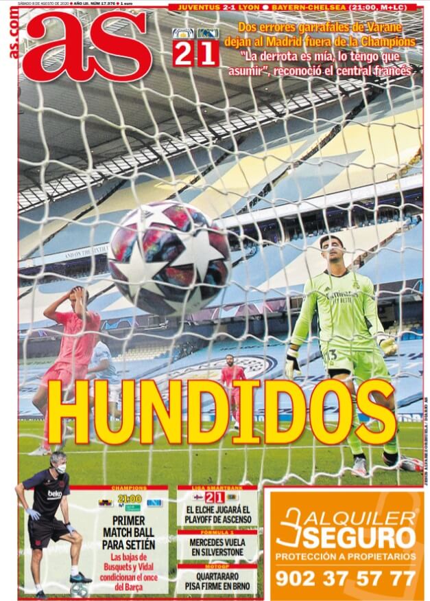 Portadas Diarios Deportivos Sábado 8/08/2020 Portadas Diarios Deportivos Sábado 8/08/2020