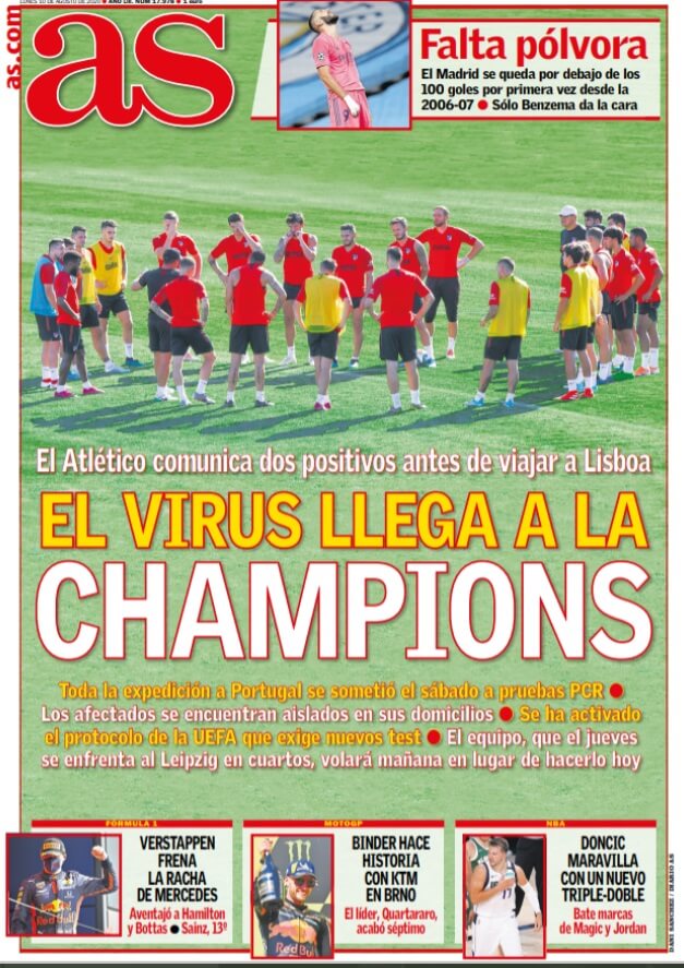 Portadas Diarios Deportivos Lunes 10/08/2020