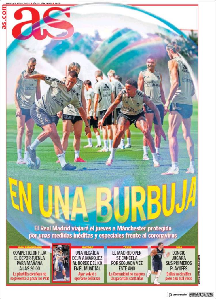 Portadas Diarios Deportivos Martes 4/08/2020