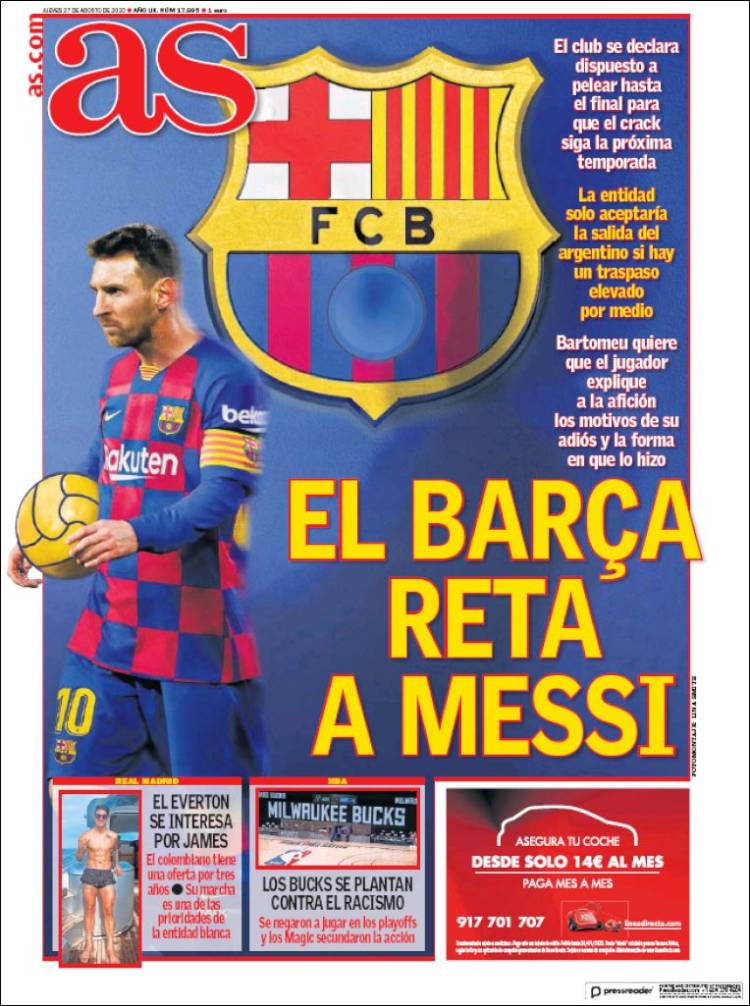 Portadas Diarios Deportivos Jueves 27/08/2020