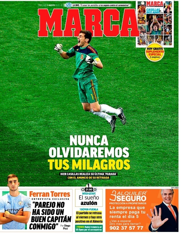Portadas Diarios Deportivos Miércoles 5/08/2020 Portadas Diarios Deportivos Miércoles 5/08/2020