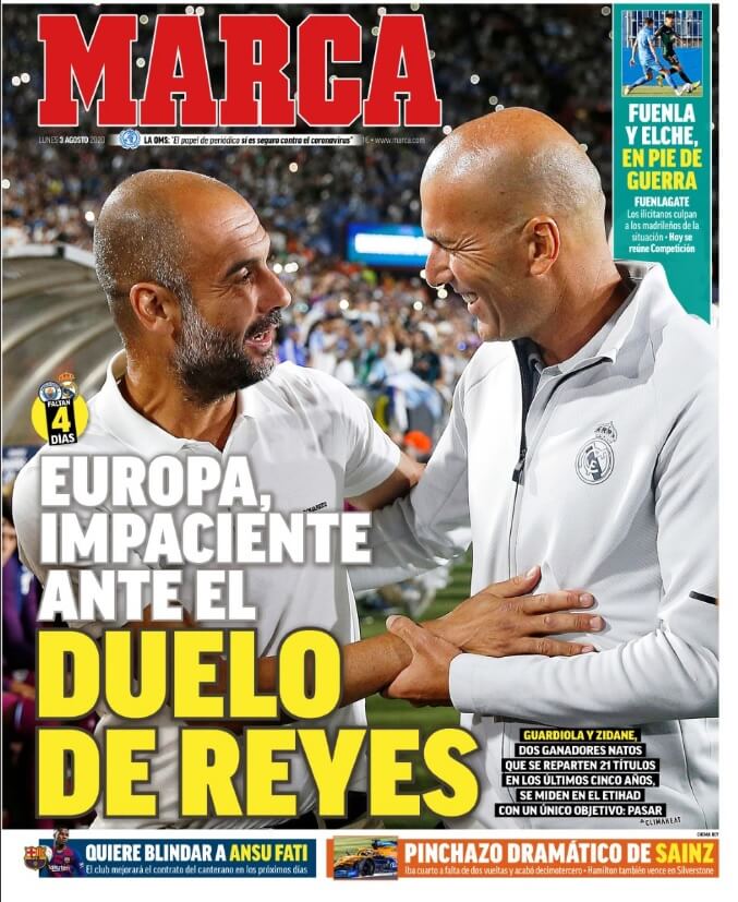 Portadas Diarios Deportivos Lunes 3/08/2020