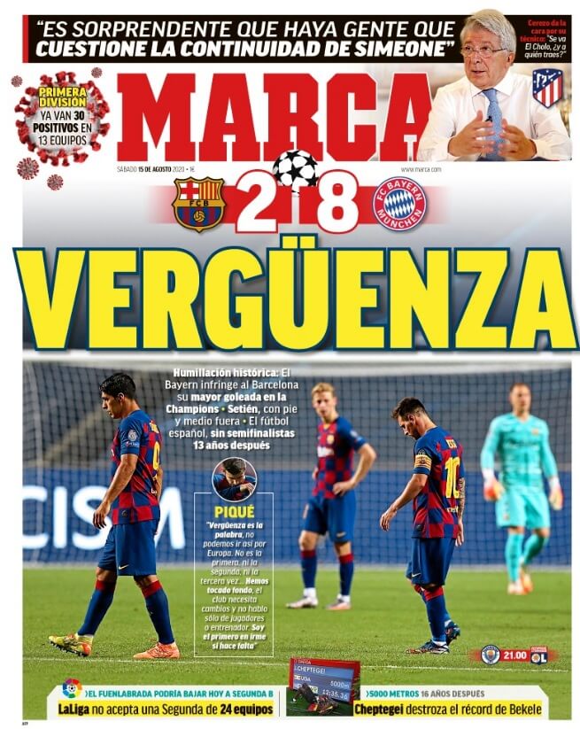 Portadas Diarios Deportivos Sábado 15/08/2020 Portadas Diarios Deportivos Sábado 15/08/2020