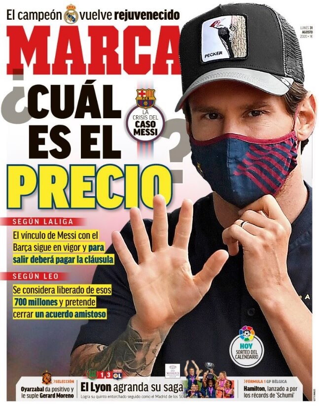 Portadas Diarios Deportivos Lunes 31/08/2020 Portadas Diarios Deportivos Lunes 31/08/2020