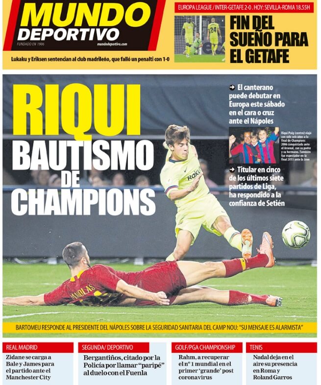 Portadas Diarios Deportivos Jueves 6/08/2020 Portadas Diarios Deportivos Jueves 6/08/2020