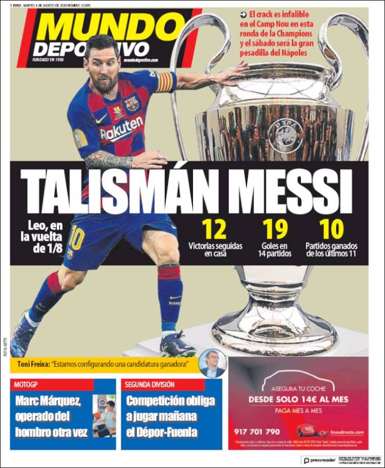 Portadas Diarios Deportivos Martes 4/08/2020