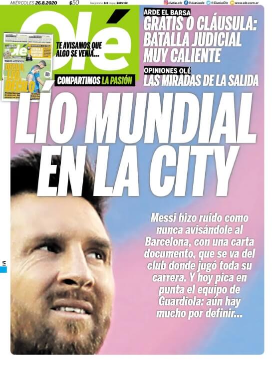 Portada Olé Messi se va del Barcelona Portada Olé Messi se va del Barcelona