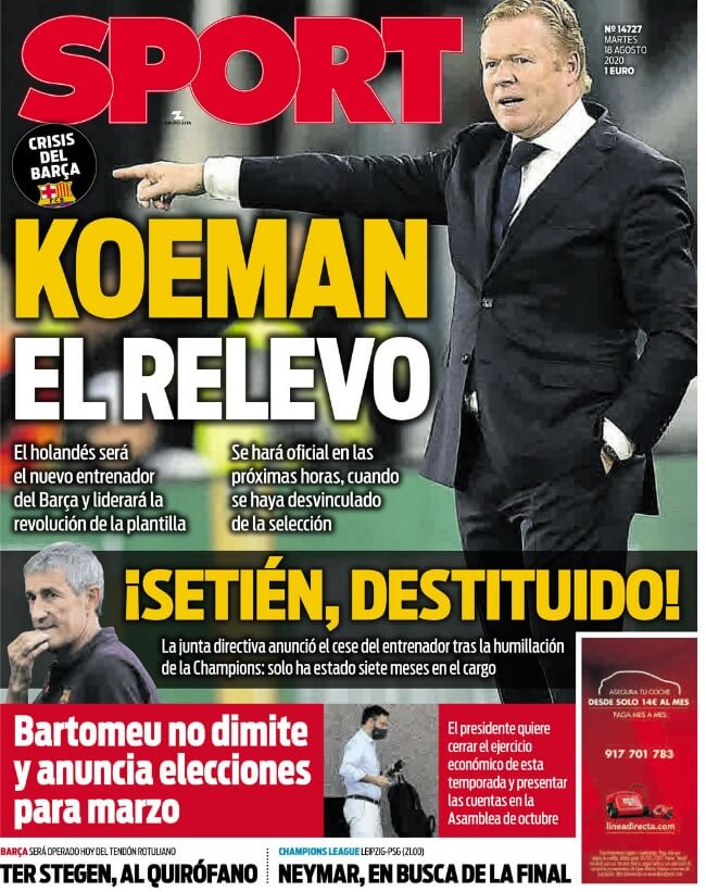 Portadas Diarios Deportivos Martes 18/08/2020 Portadas Diarios Deportivos Martes 18/08/2020