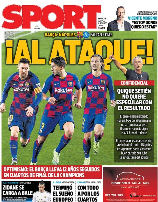 Portadas Diarios Deportivos Jueves 6/08/2020 Portadas Diarios Deportivos Jueves 6/08/2020