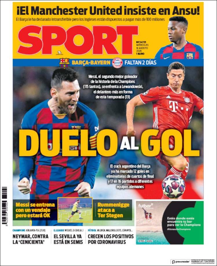 Portadas Diarios Deportivos Miércoles 12/08/2020 Portadas Diarios Deportivos Miércoles 12/08/2020