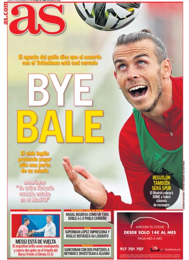 Portadas Diarios Deportivos Jueves 17/09/2020