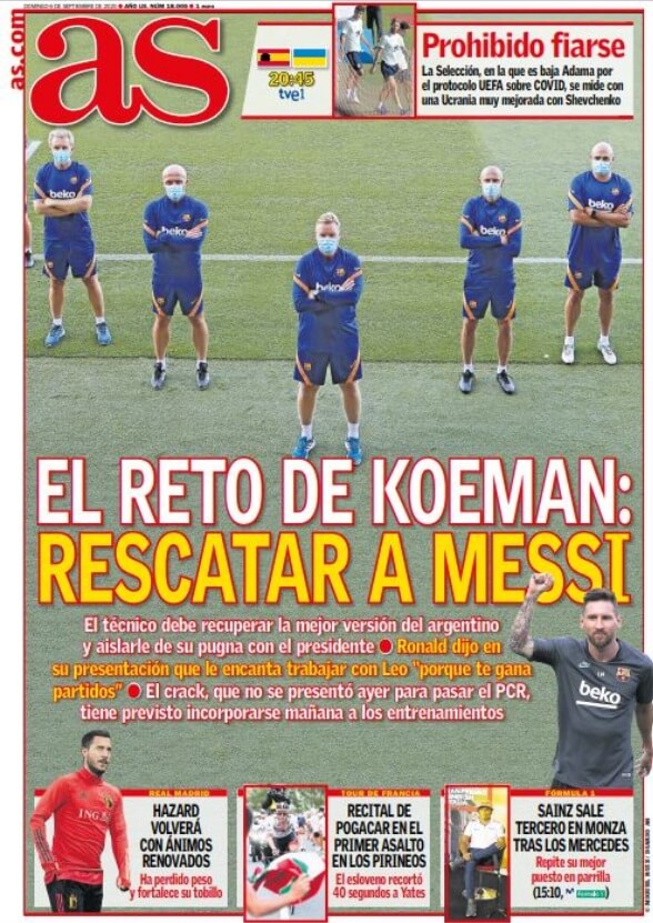 Portadas Diarios Deportivos Domingo 6/09/2020 Portadas Diarios Deportivos Domingo 6/09/2020