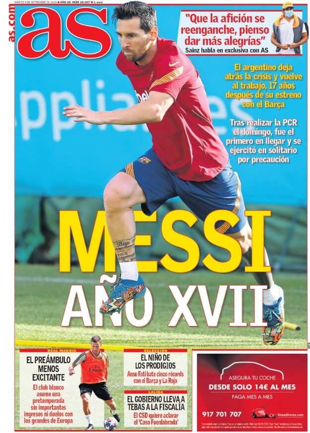 Portadas Diarios Deportivos Martes 8/09/2020 