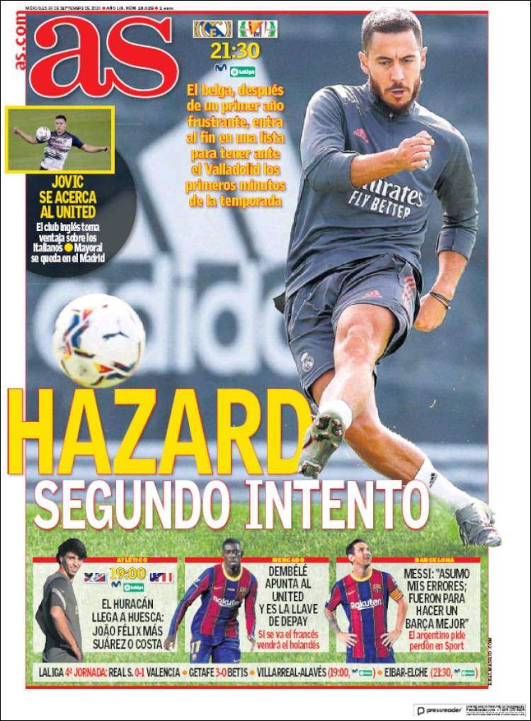 Portadas Diarios Deportivos Miércoles 30/09/2020