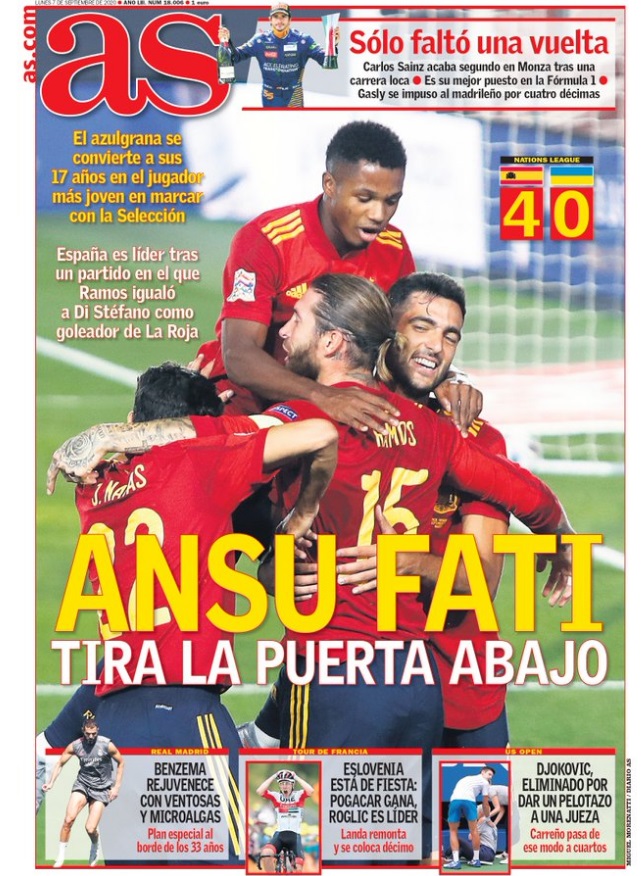Portadas Diarios Deportivos Lunes 7/09/2020 