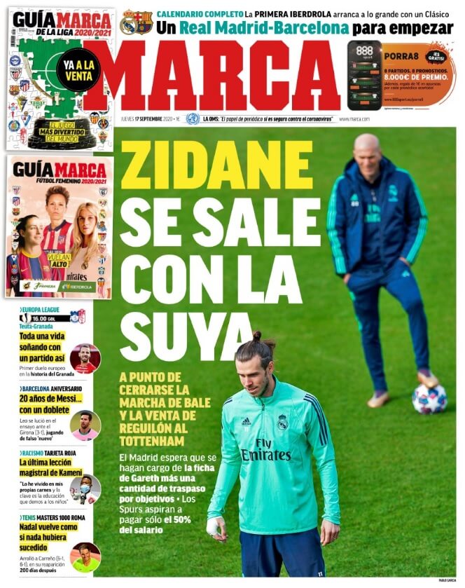 Portadas Diarios Deportivos Jueves 17/09/2020 Portadas Diarios Deportivos Jueves 17/09/2020