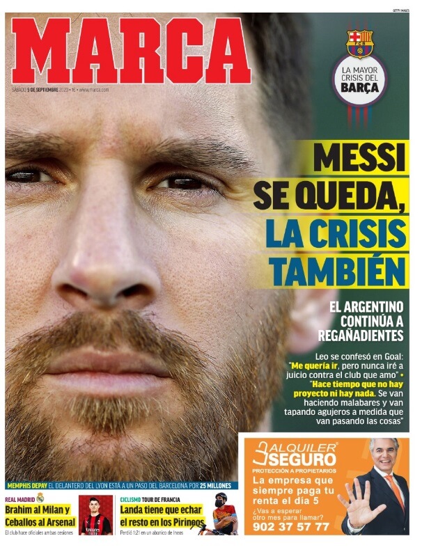 Portadas Diarios Deportivos Sábado 5/09/2020 Portadas Diarios Deportivos Sábado 5/09/2020