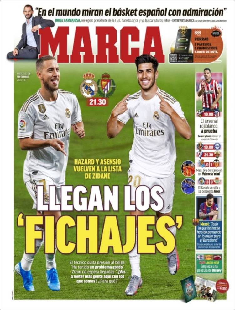 Portadas Diarios Deportivos Miércoles 30/09/2020 Portadas Diarios Deportivos Miércoles 30/09/2020