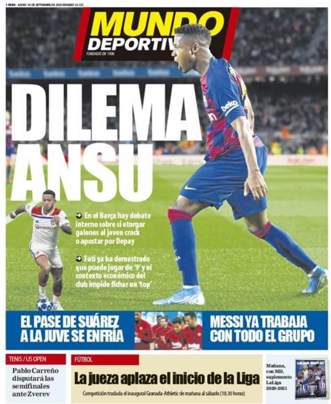 Portadas Diarios Deportivos Jueves 10/09/2020 Portadas Diarios Deportivos Jueves 10/09/2020