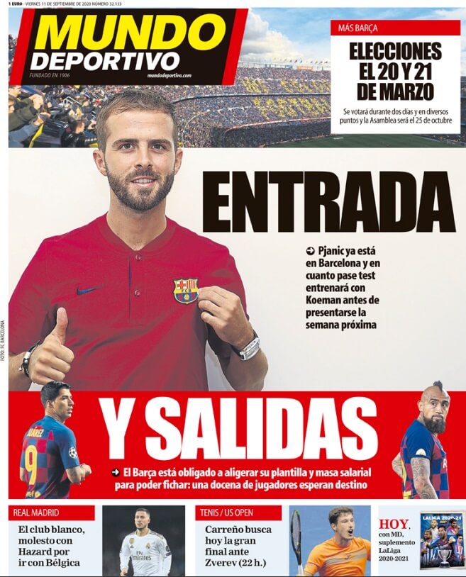 Portadas Diarios Deportivos Viernes 11/09/2020 Portadas Diarios Deportivos Viernes 11/09/2020