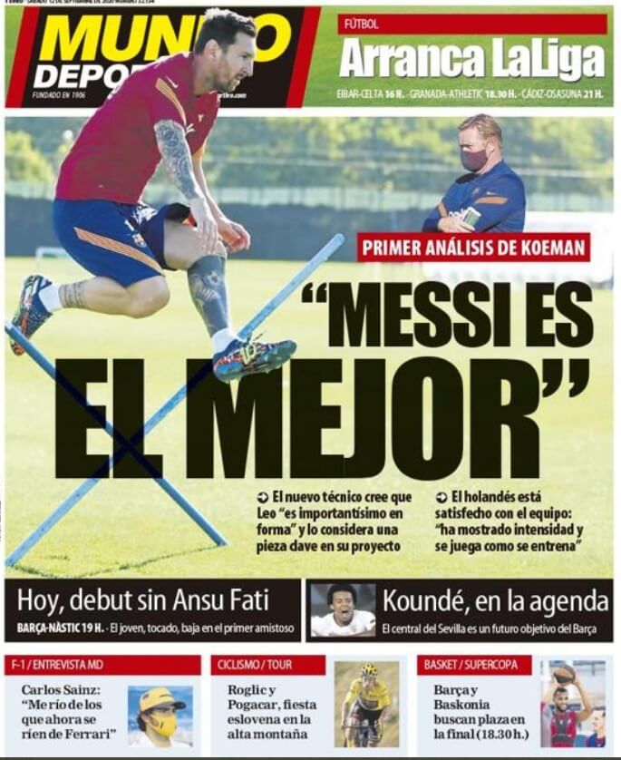 Portadas Diarios Deportivos Sábado 12/09/2020