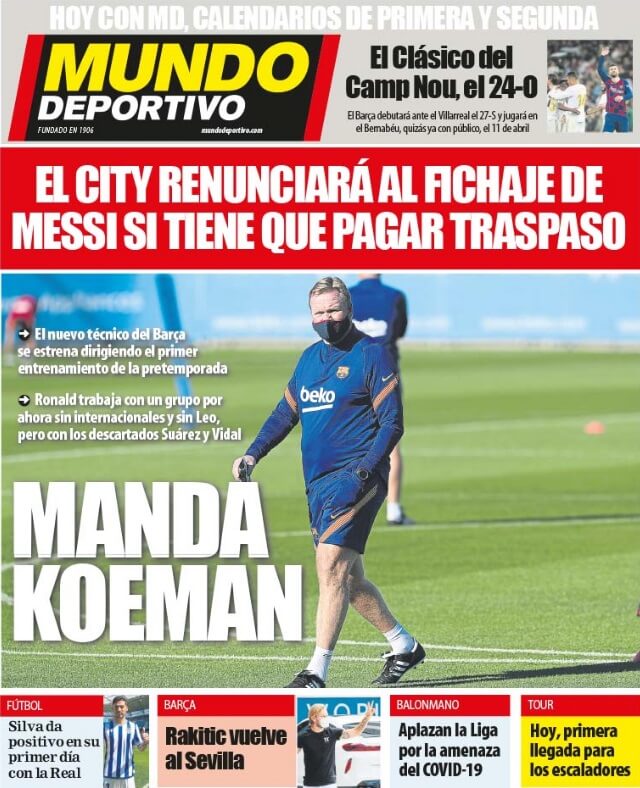 Portadas Diarios Deportivos Martes 1/09/2020 Portadas Diarios Deportivos Martes 1/09/2020