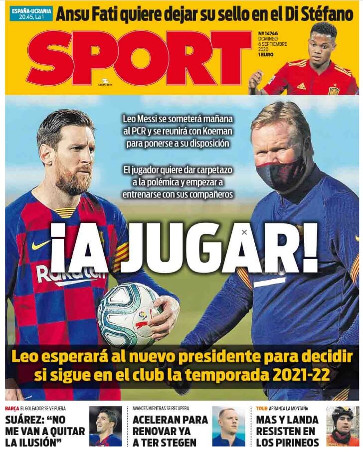 Portadas Diarios Deportivos Domingo 6/09/2020 Portadas Diarios Deportivos Domingo 6/09/2020