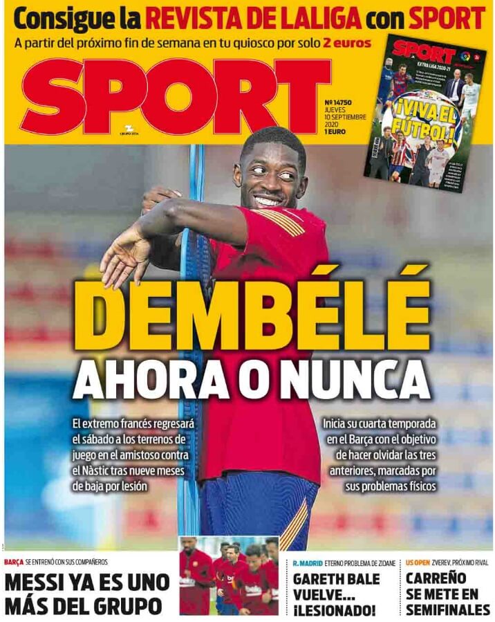 Portadas Diarios Deportivos Jueves 10/09/2020 Portadas Diarios Deportivos Jueves 10/09/2020