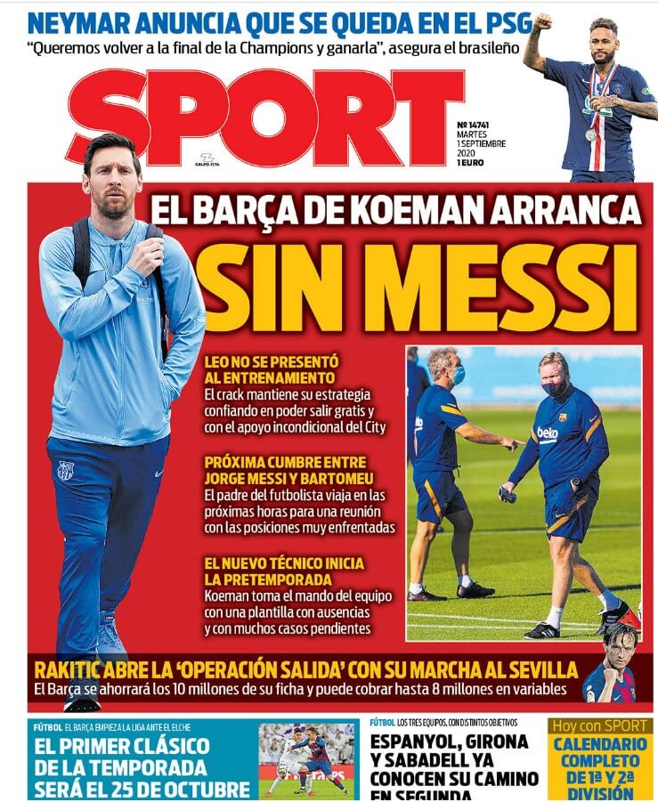 Portadas Diarios Deportivos Martes 1/09/2020 Portadas Diarios Deportivos Martes 1/09/2020